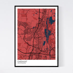 Cheshunt City Map Print