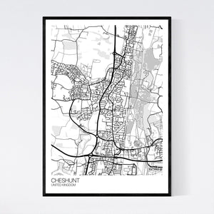 Cheshunt City Map Print