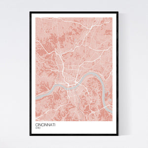 Cincinnati City Map Print