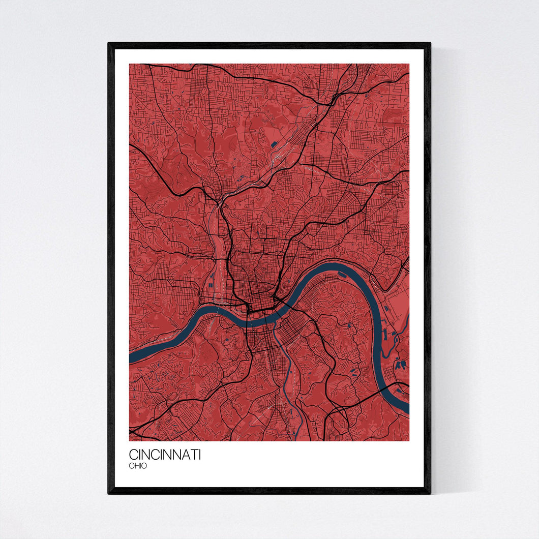Cincinnati City Map Print