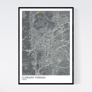 Clermont-Ferrand City Map Print