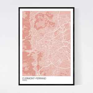 Clermont-Ferrand City Map Print