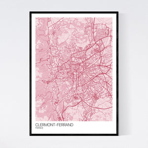 Clermont-Ferrand City Map Print