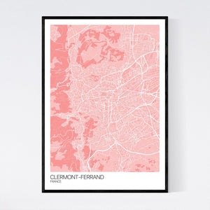 Clermont-Ferrand City Map Print