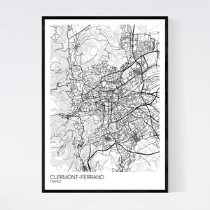 Clermont-Ferrand City Map Print