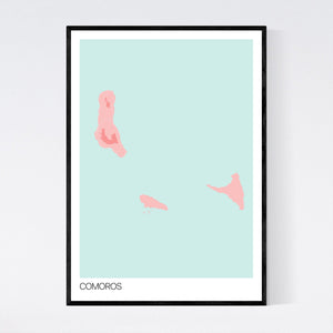 Comoros Country Map Print