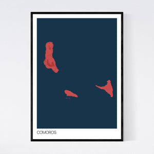 Comoros Country Map Print