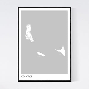 Comoros Country Map Print