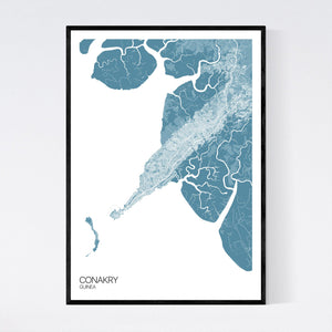 Conakry City Map Print
