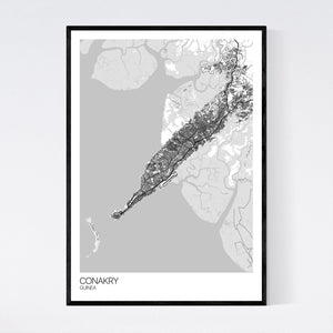 Conakry City Map Print