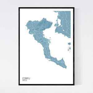 Corfu Island Map Print