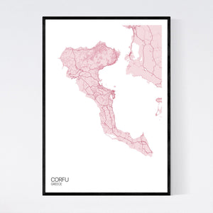 Corfu Island Map Print