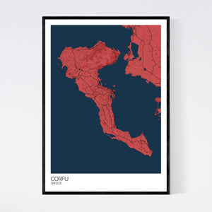 Corfu Island Map Print