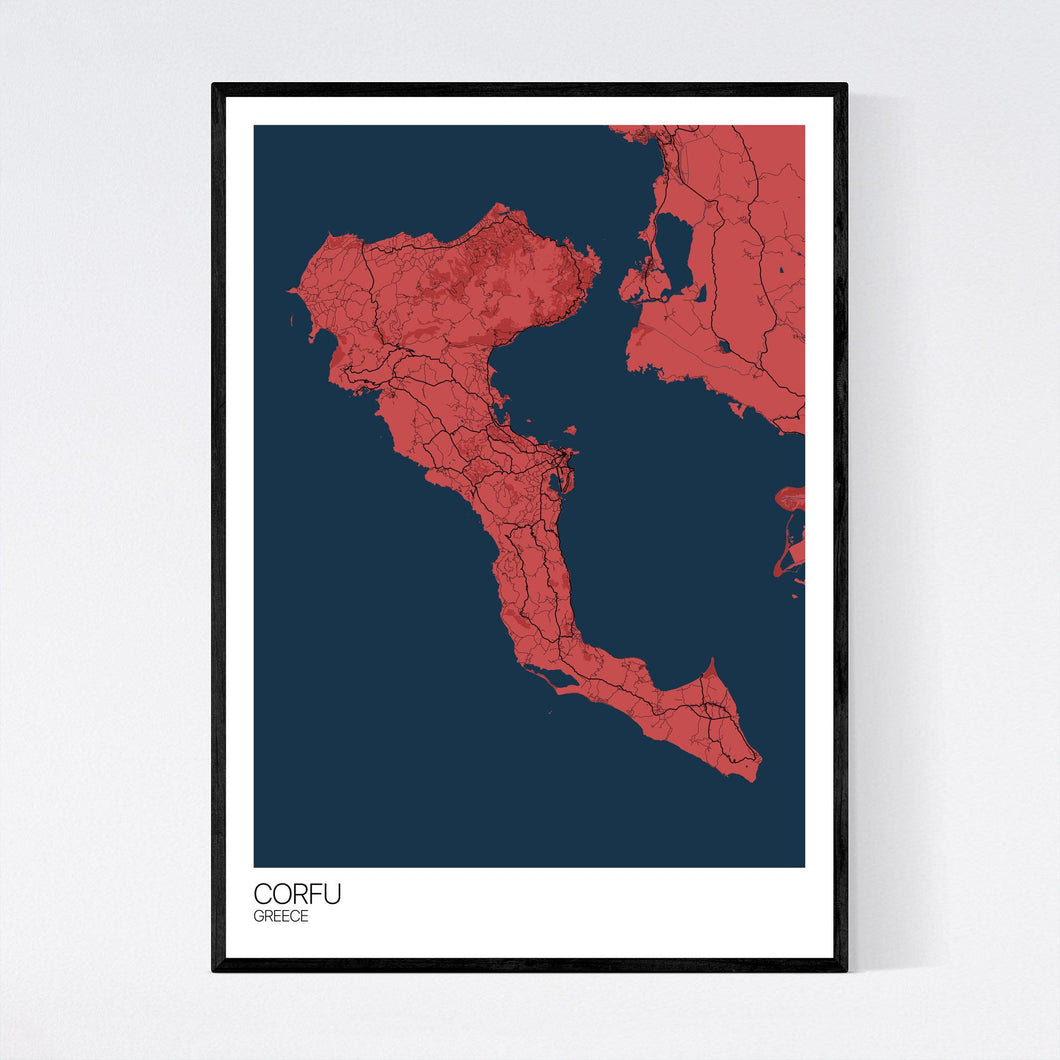 Corfu Island Map Print