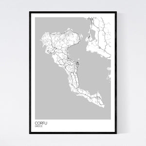 Corfu Island Map Print