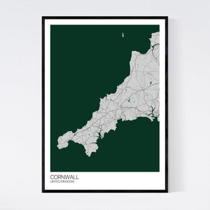 Map of Cornwall, United Kingdom