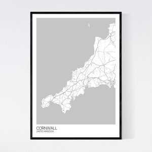 Cornwall Region Map Print