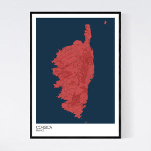 Corsica Island Map Print