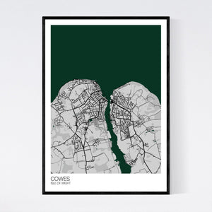 Cowes Town Map Print