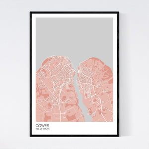 Cowes Town Map Print
