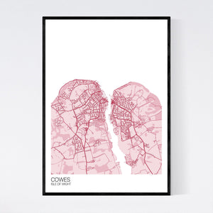 Cowes Town Map Print