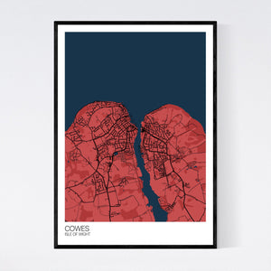 Cowes Town Map Print