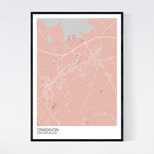 Craigavon City Map Print