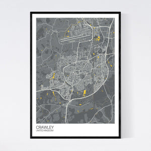 Crawley City Map Print