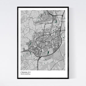 Crawley City Map Print