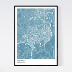 Crawley City Map Print