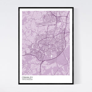Crawley City Map Print