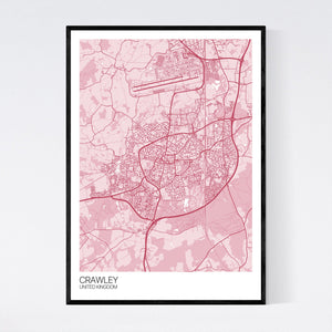 Crawley City Map Print