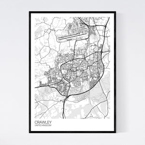 Crawley City Map Print