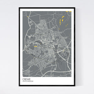 Crewe City Map Print