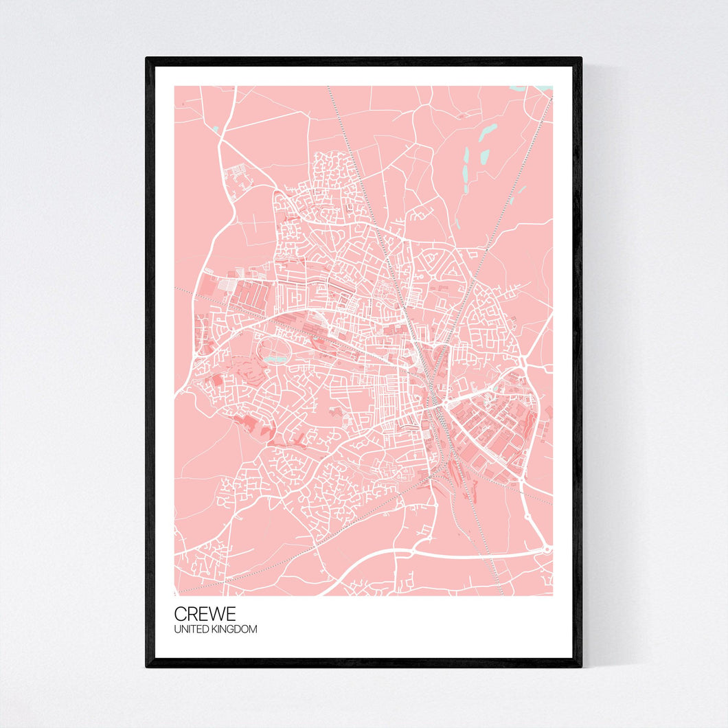 Crewe City Map Print