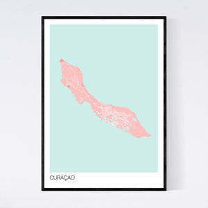 Curaçao Island Map Print