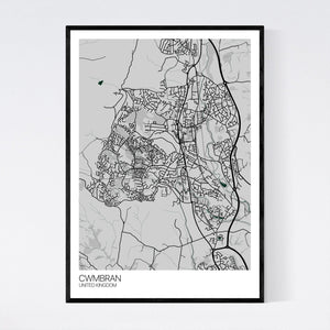 Cwmbran City Map Print