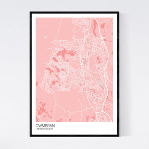 Cwmbran City Map Print