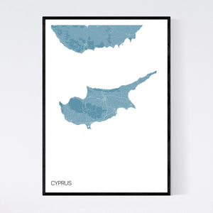 Cyprus Island Map Print