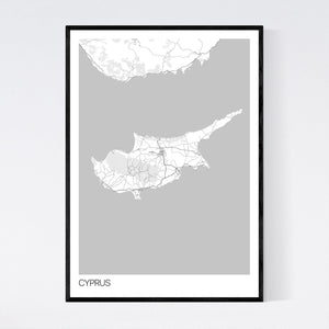 Cyprus Island Map Print