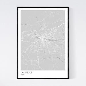 Map of Damascus, Syria