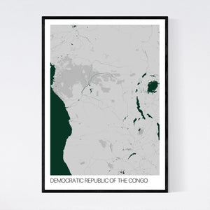 Democratic Republic of the Congo Country Map Print