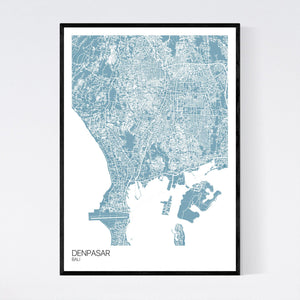 Denpasar City Map Print