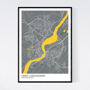 Map of Derry Londonderry, Northern Ireland