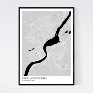 Derry Londonderry City Map Print