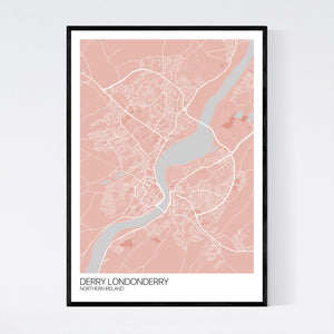 Derry Londonderry City Map Print