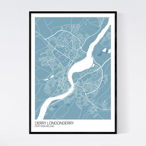 Derry Londonderry City Map Print