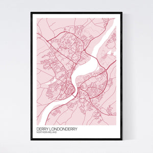 Derry Londonderry City Map Print