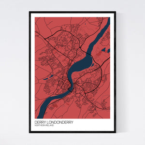 Derry Londonderry City Map Print