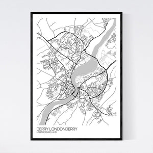 Derry Londonderry City Map Print